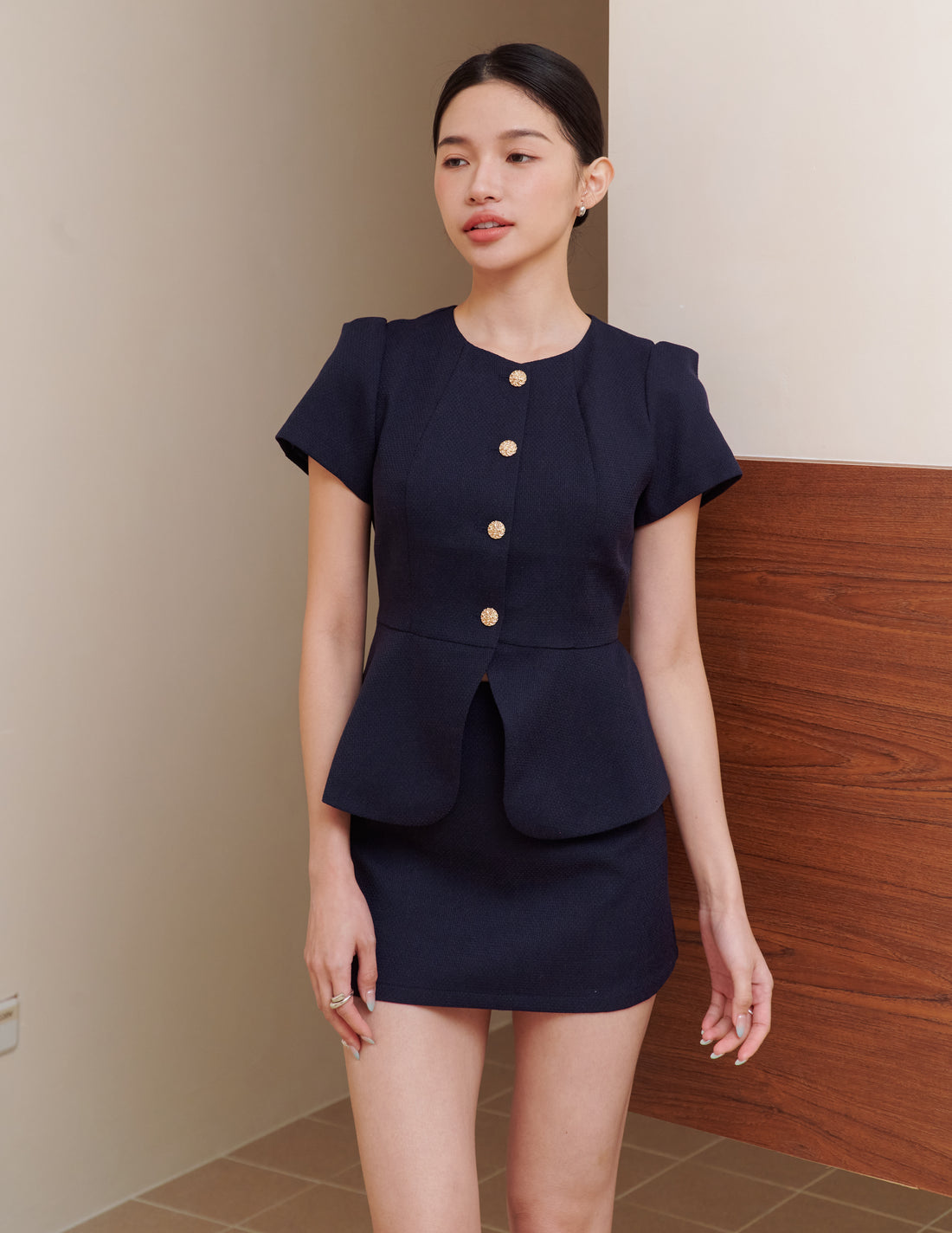 Reese Tweed Skorts in Navy