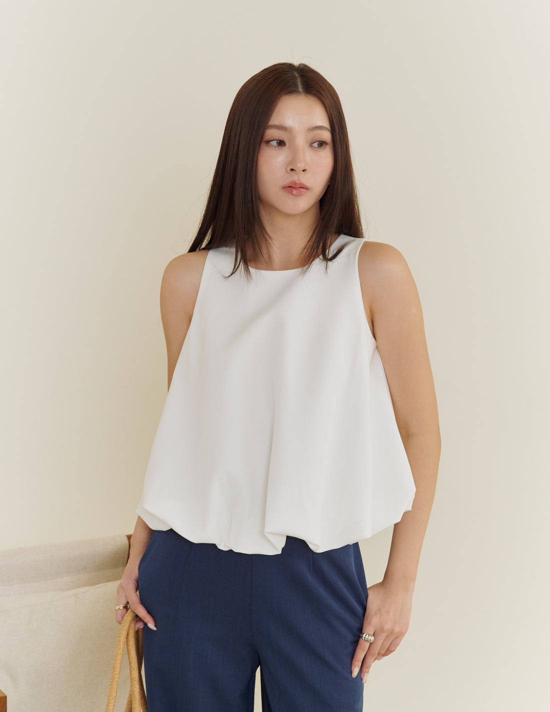 Joyce Bubble Top in White