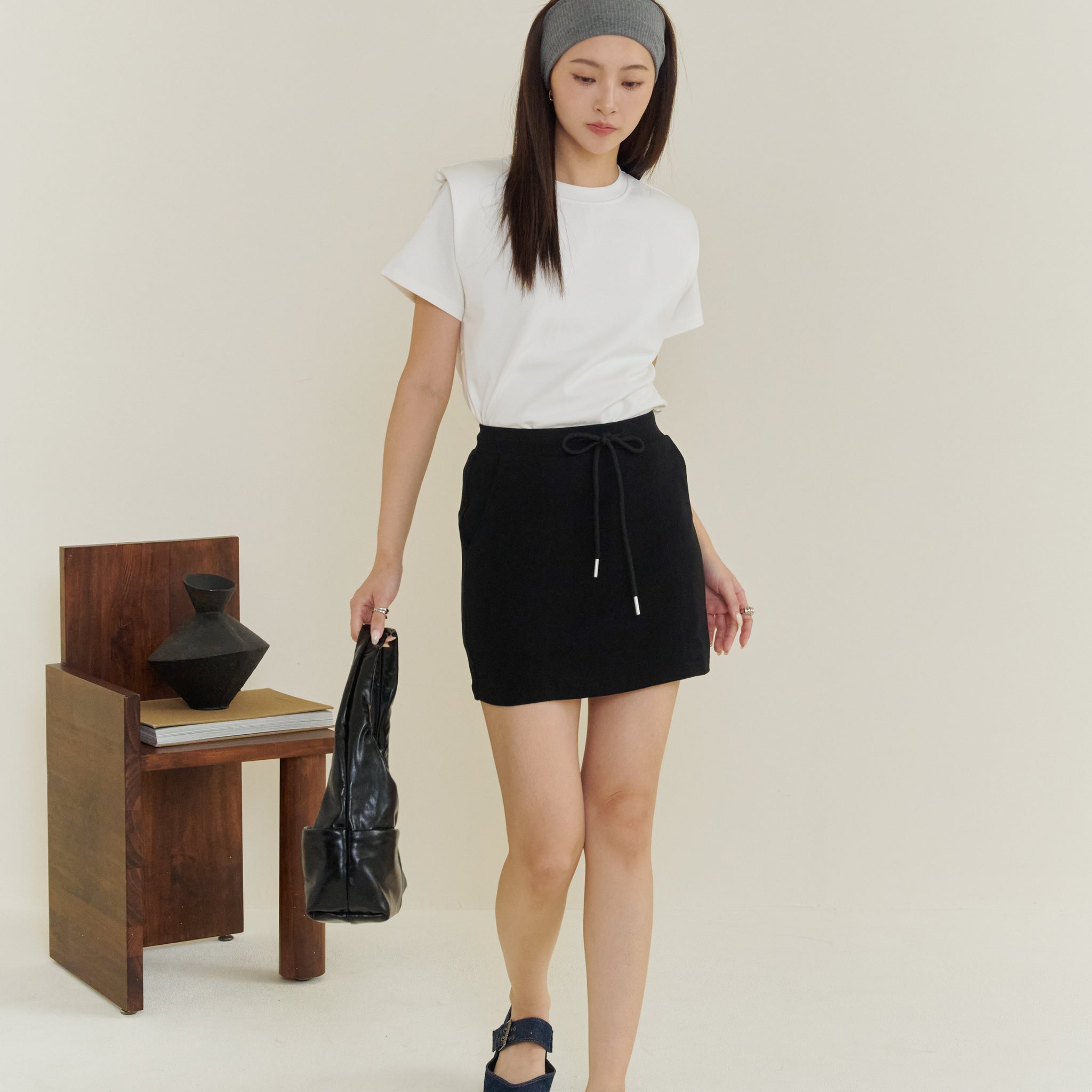 Becky Drawstring Skorts in Black