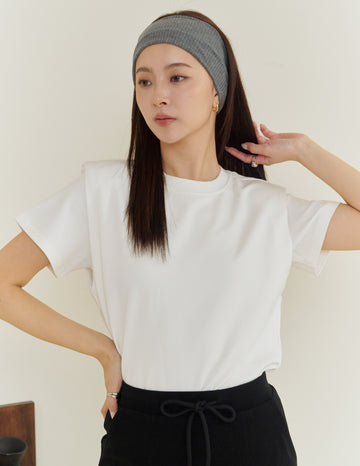 Gigi Shoulder Padded Muscle Tee in White