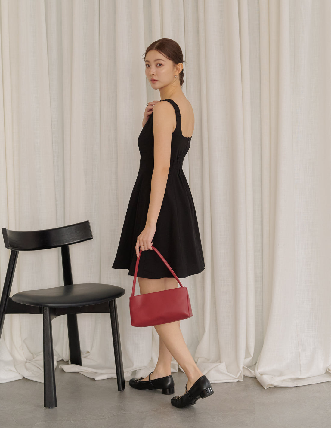 Valerie Panel Short Dress in Black