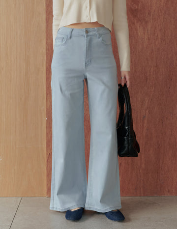 Gemma Stretchy Wide Straight Jeans in Light Wash