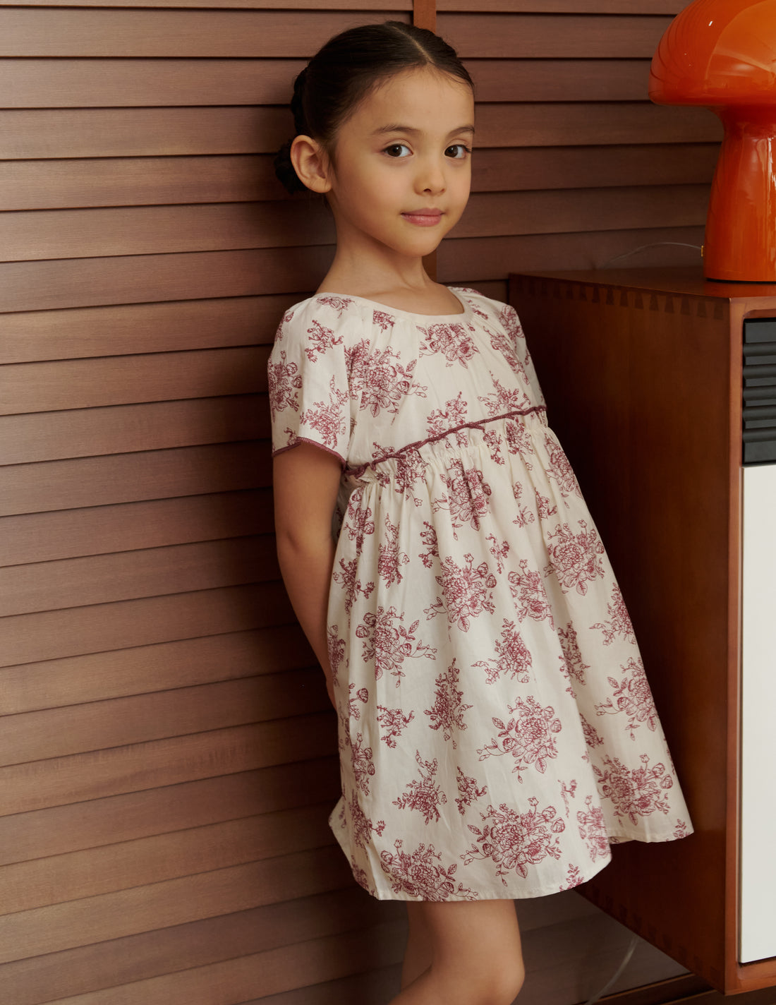 Anya Floral Girl's Dress in Maroon
