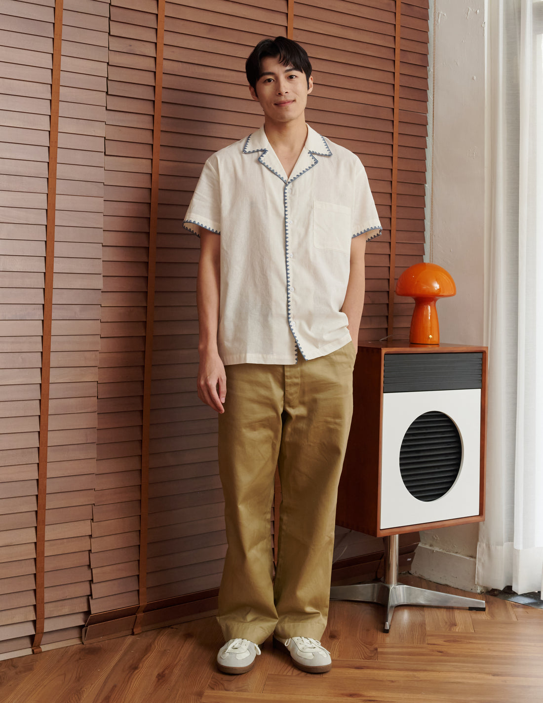 Eli Contrast Trim Men's Shirt in Blue