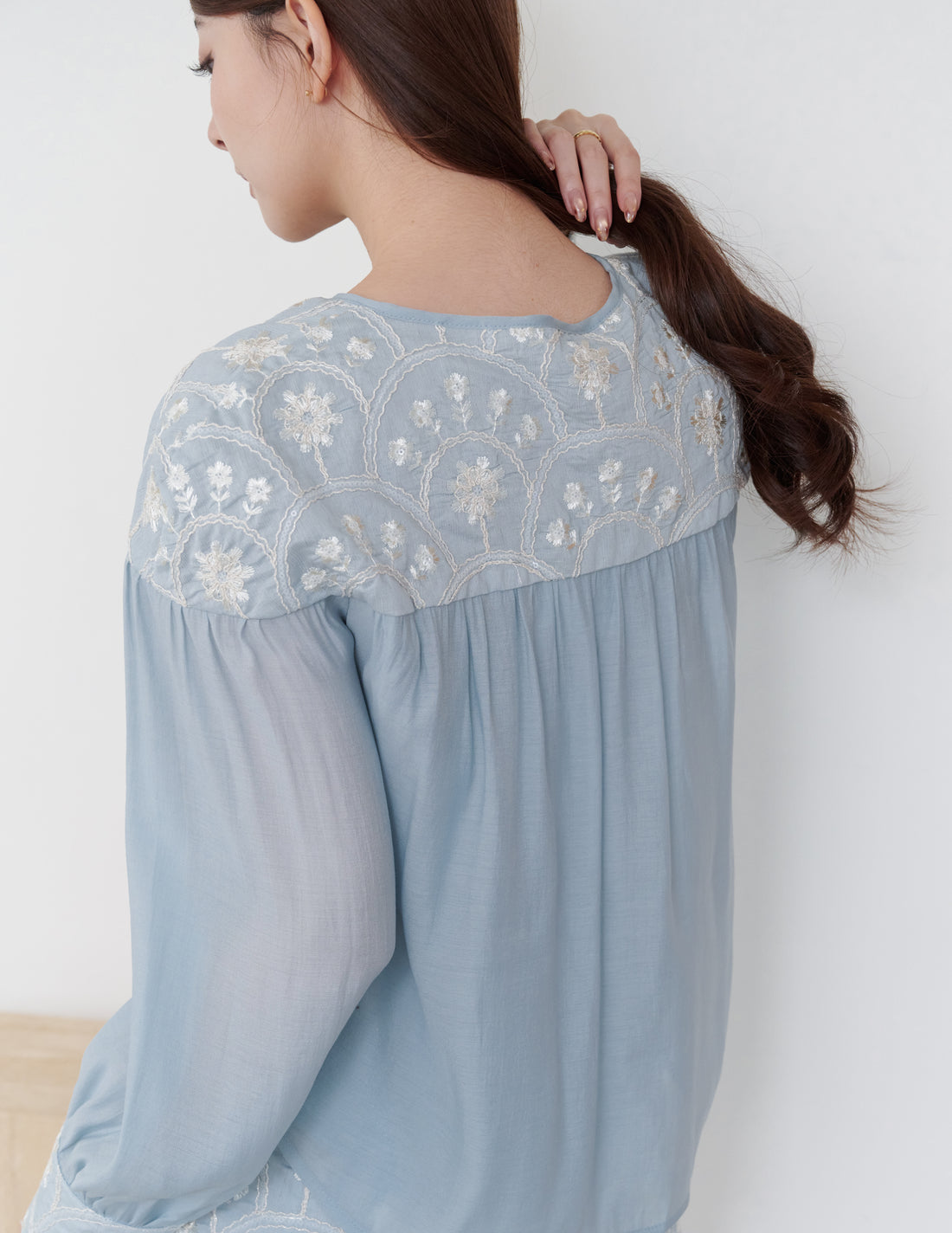 Lorraine Embroidered Blouse in Blue