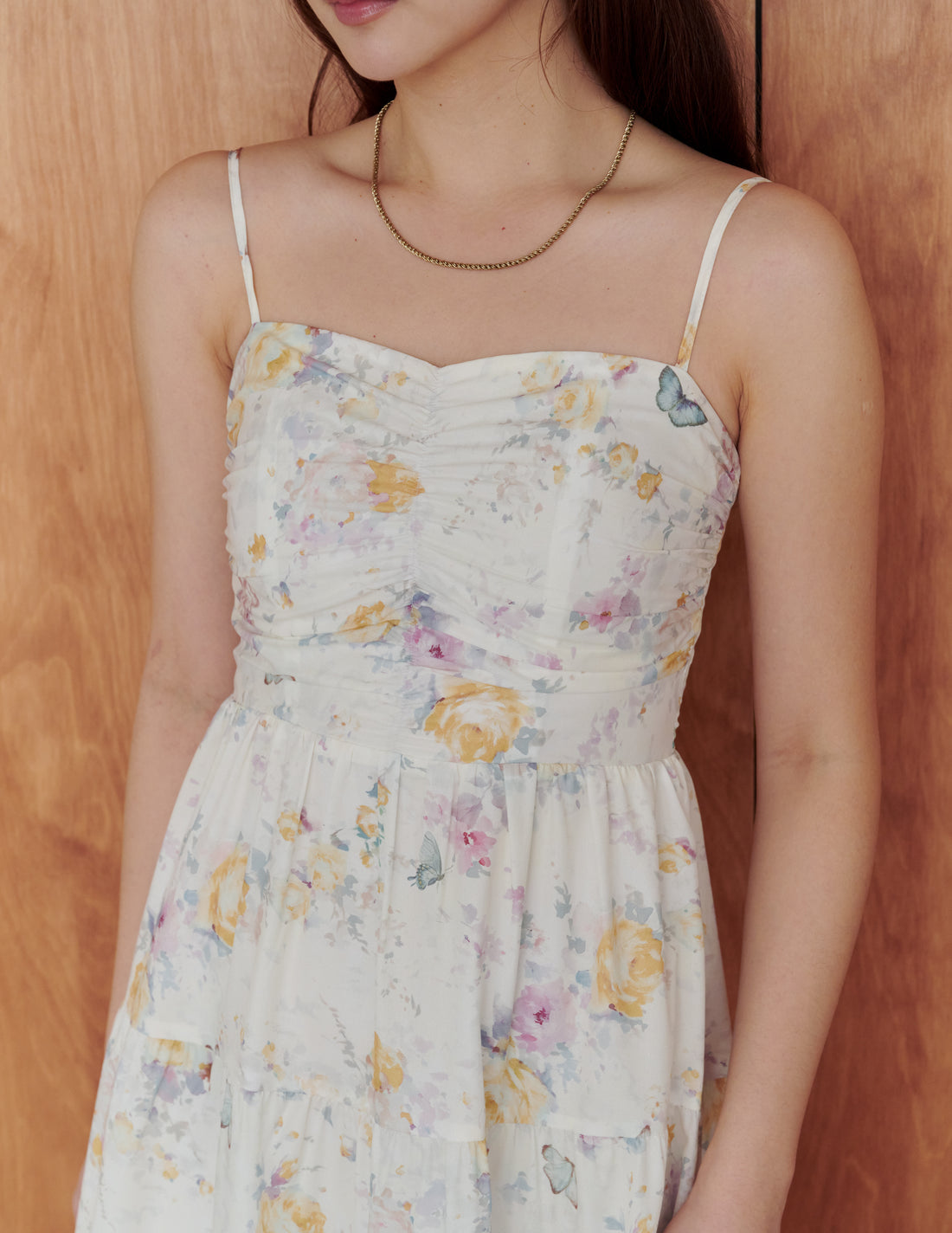 Lyndsey Padded Maxi Dress in Flutter Bloom