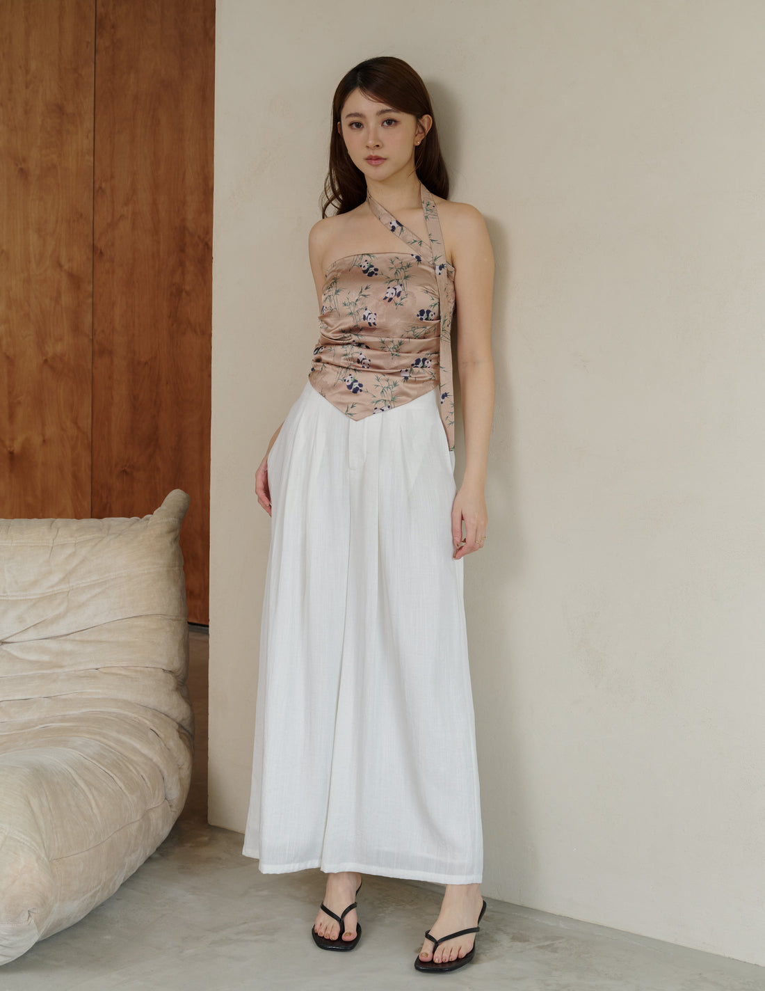 Reina Scarf Padded Top in Bamboo Panda