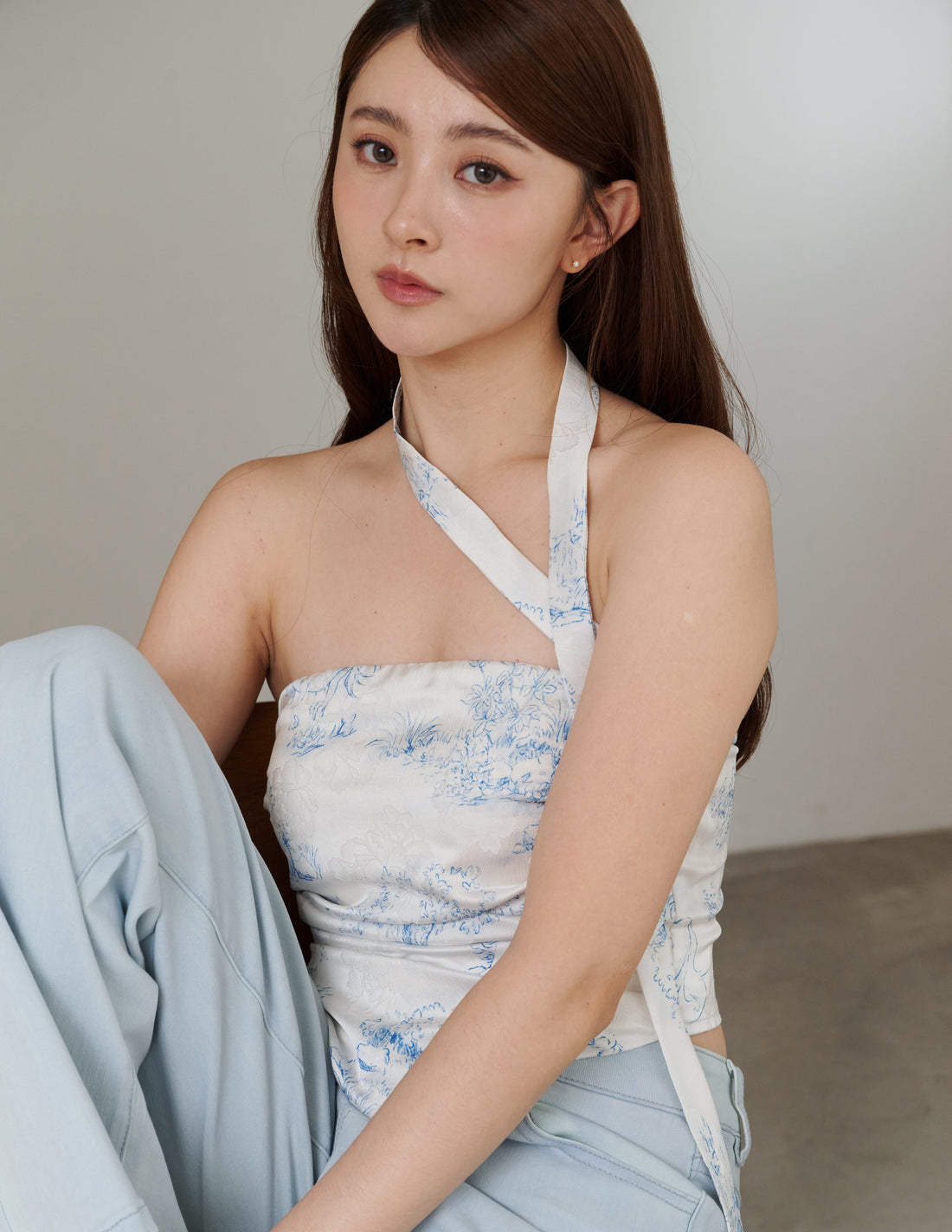 Reina Scarf Padded Top in Porcelain Horse