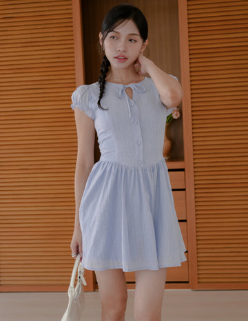 Seraphine Swiss Dot Mini Dress in Blue