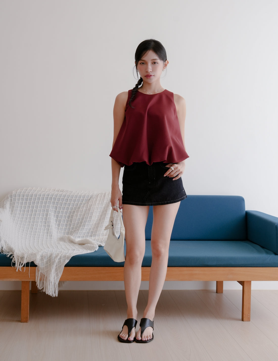 Joyce Bubble Top in Burgundy