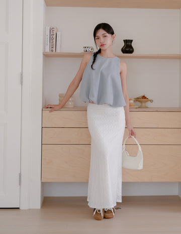 Clarisse Long Lace Skirt in White