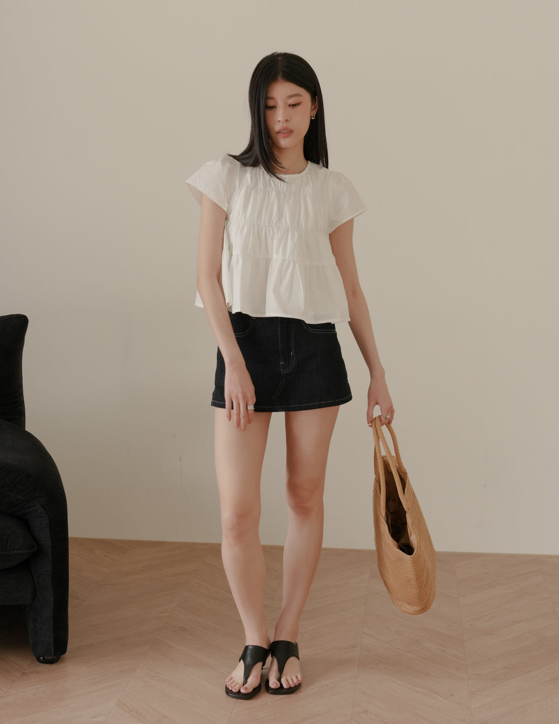 Kimberly Tiered Babydoll Top in White