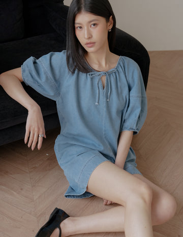 Trixi Oversized Denim Romper in Light Wash