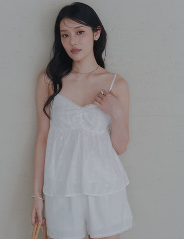 Rita Padded Babydoll Top in Eyelet